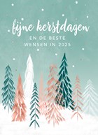 kerstkaart zakelijk gekleurde kerstbomen 2025